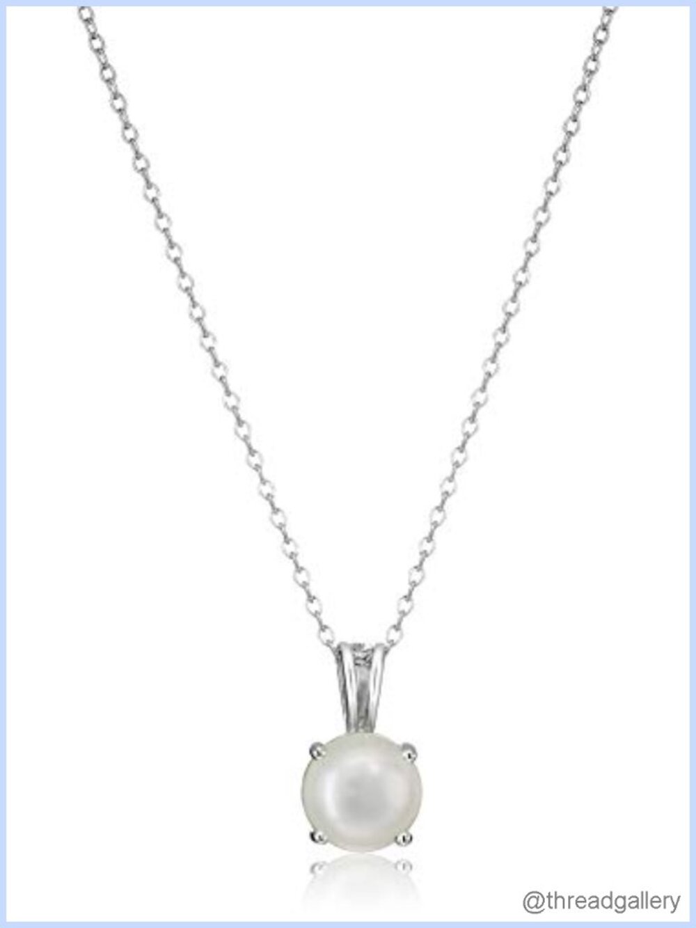 Sterling Silver June Birthstone Pearl Pendant Necklace 18 Inch